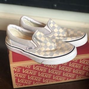 Vans classic slip on checkered blue and white